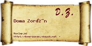 Doma Zorán névjegykártya